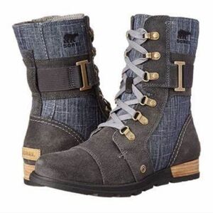 Sorel Major Carly Bkue Green Combat Boots